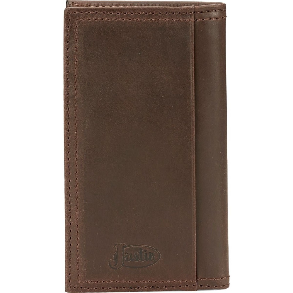 Justin Jr Rodeo Wallet Brown Genuine Leather NWT Boot Stitch - Picture 2 of 6